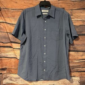 Nick Graham Shirt XL Men’s Short Sleeve Button Up Geometric Floral Trim Stretch